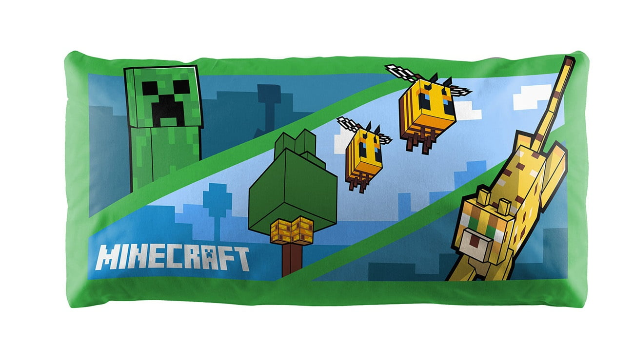Minecraft Body Pillow Cover, 20 x 54, Microfiber, Green, Mojang