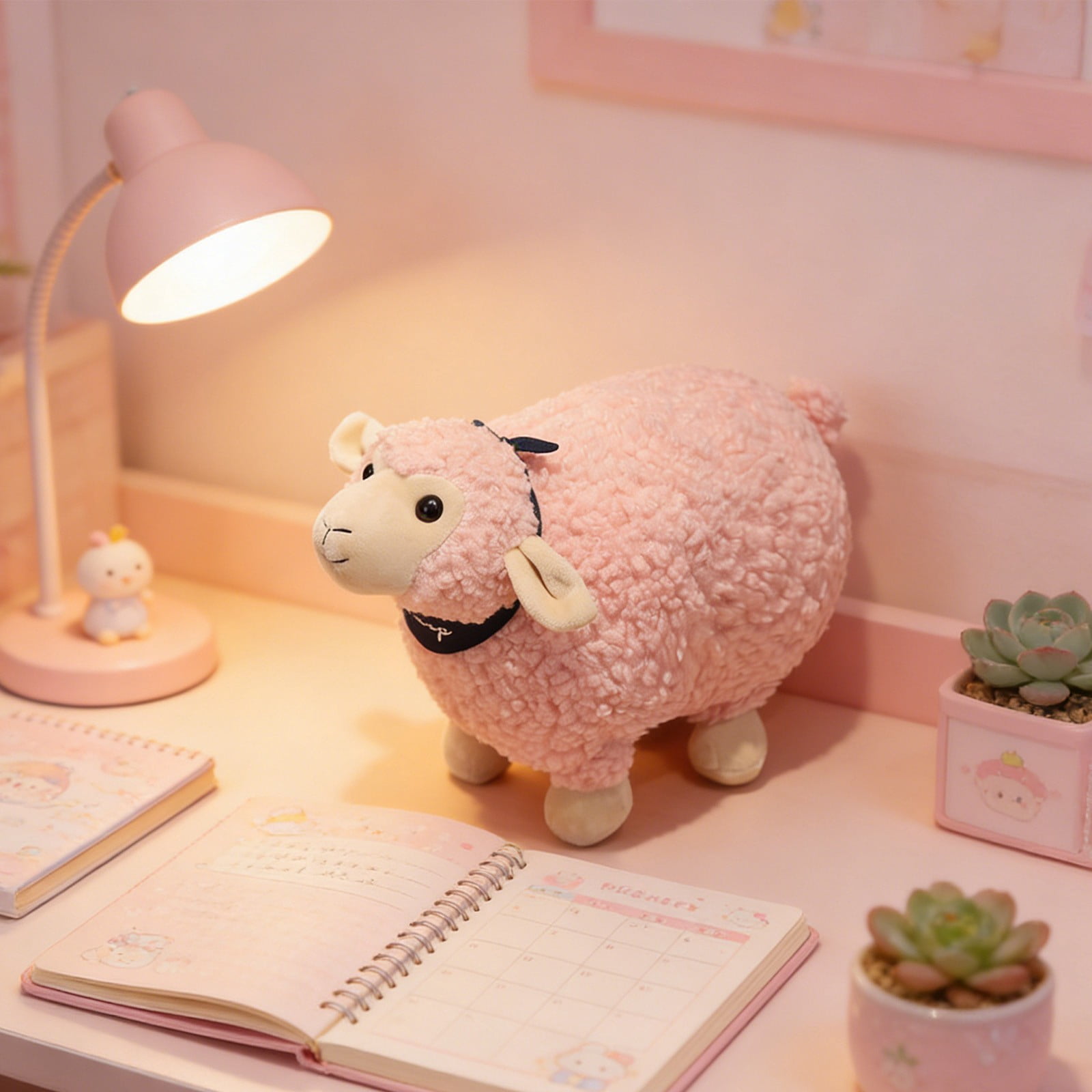 RUIG Lamb Plush Toy, Realistic Sheep Stuffed Animal Toy Characters Stuffed Filled in Limbs 3.9 Inch Soft Huggable for Kids with Stuffed Animals Easter Baptism Gift for Girls Boys