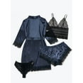 thumbnail image 2 of Ensemble de Lingerie en Dentelle Florale Aguichant Classique 4 Pcs avec Robe Ceinturée en Satin, 2 of 4
