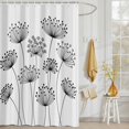 thumbnail image 3 of Shower Curtain Spring Black Dandelion Shower Curtains for Bathroom Decor, Waterproof Polyester Shower Curtain Set with Hooks, Small Stall Size 36" x 72" White, 3 of 9