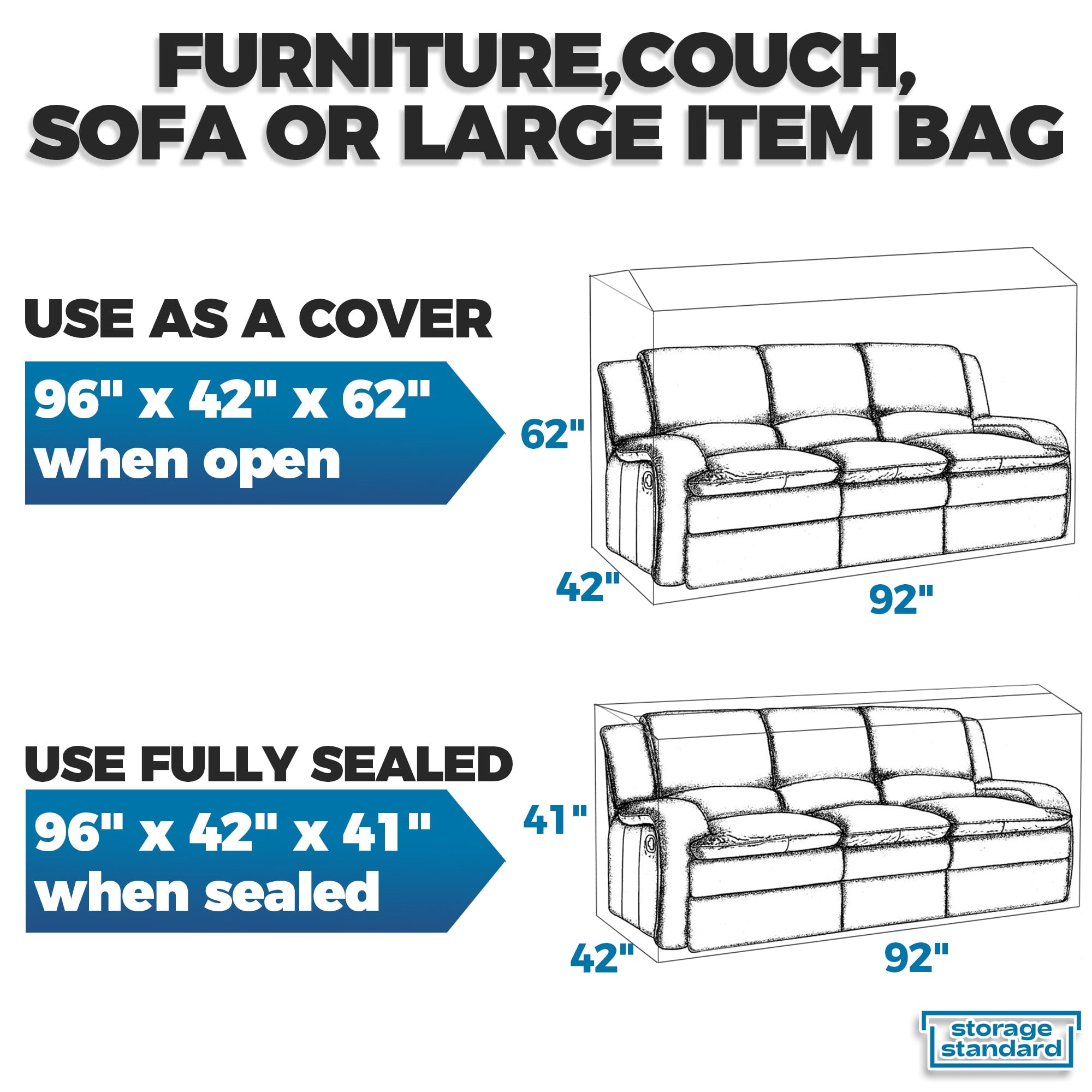 Storage Standard 2-Pack Loveseat Furniture Covers Waterproof Clear Plastic for Moving Storage Renovation, Heavy Duty Dustproof Protective Sofa Covers, Fits Loveseat Size up to 68 x 42 x 62 Inches