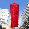 thumbnail image 5 of 24oz gradient color insulated mug with clear lid and straw - lightweight and portable, made of woven textured PS material, suitable for home, office and outdoor use. Travel mug | Stylish insulated mu, 5 of 12