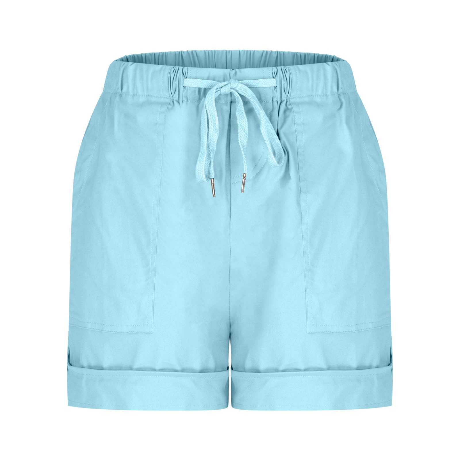 CQONEPT Womens Shorts Leisure Baggy Drawstring Twill Chino Short