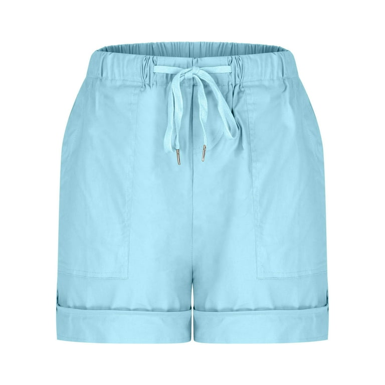 CQONEPT Womens Shorts Leisure Baggy Drawstring Twill Chino Short