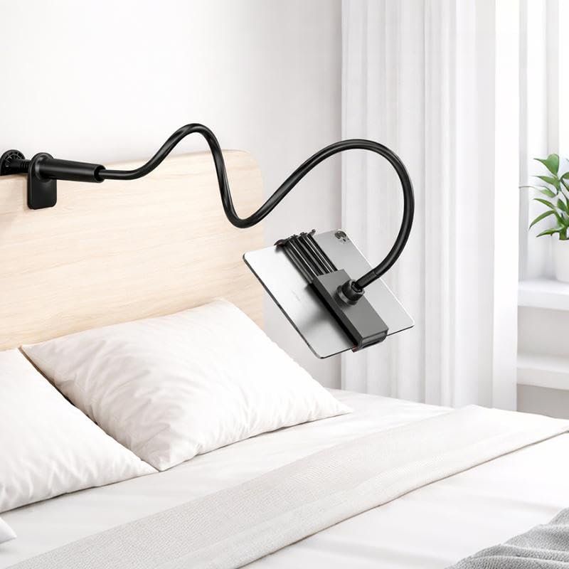 Flexible Gooseneck Phone & Tablet Holder for Bed, Desk & Headboard 360° Adjustable Clip Stand for 47." Smartphones & Small Tablets, Hands-Free Watching Videos, Recording, Video Calls