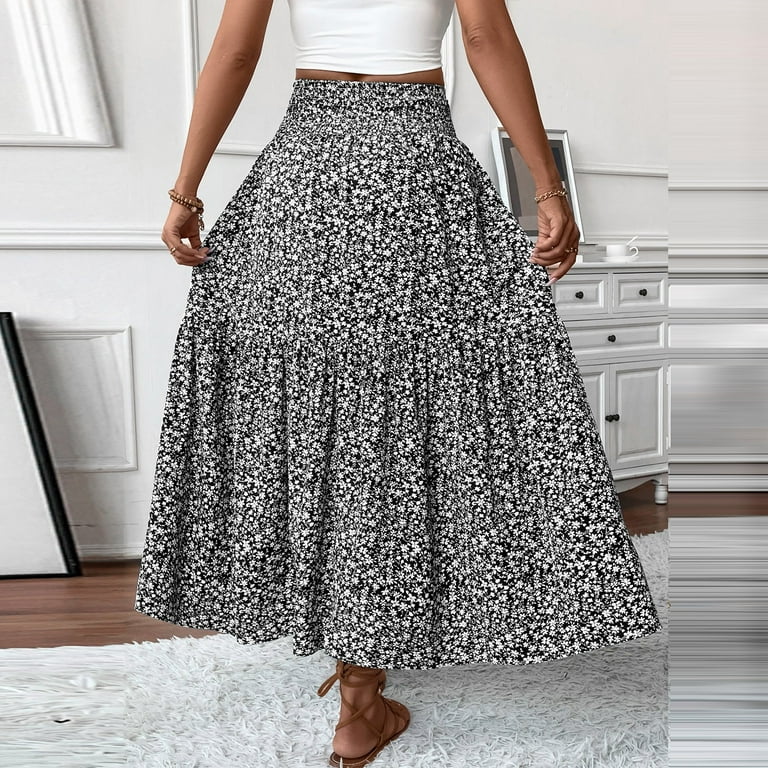 Skater Skirt Floral Skirt Elastic Waist Sxaura Tennis Skirt Loose Pleated  Skater Skirt For Women Pleated
