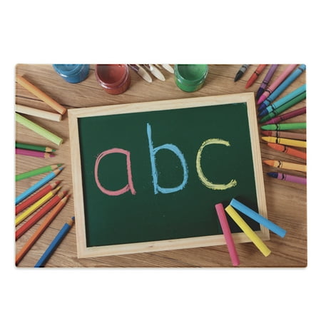 

Crayon Cutting Board School Themed Photo with ABC Lettering on Chalkboard with Painting Crafts Print Decorative Tempered Glass Cutting and Serving Board in 3 Sizes by Ambesonne