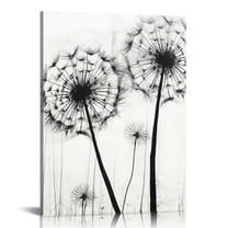 ARISTURING Dandelion Wall Decor,Black and White Flower Canvas Wall Art, Living Room Bedroom Nursery Decoration,Nordic Dream Dandelion Prints,16x20 inch Floral Picture Poster Set