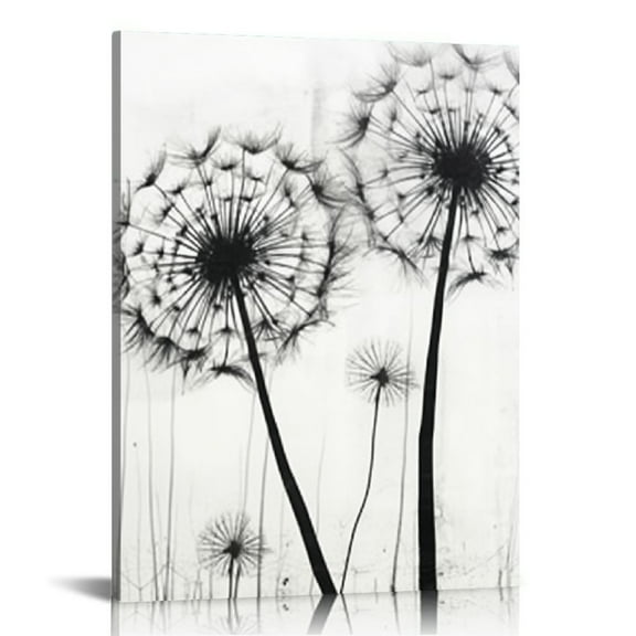ARISTURING Dandelion Wall Decor,Black and White Flower Canvas Wall Art, Living Room Bedroom Nursery Decoration,Nordic Dream Dandelion Prints,16x20 inch Floral Picture Poster Set