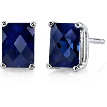 Oravo 2.50 Carat T.G.W. Radiant-Cut Created Blue Sapphire 14kt White Gold Stud Earrings
