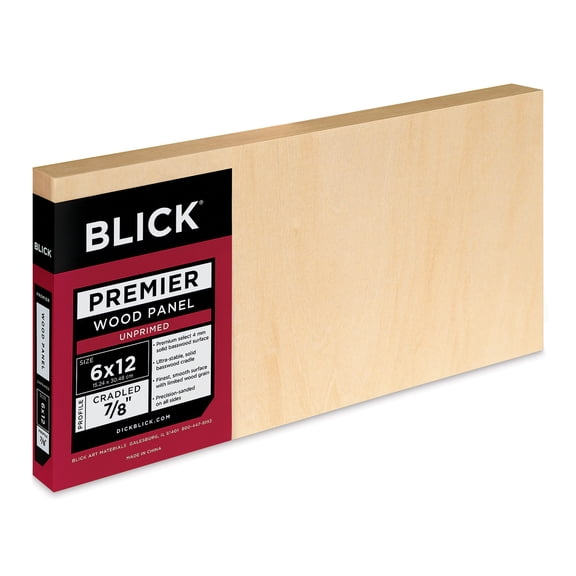Blick Premier Wood Panel - 6" x 12", 7/8" Traditional Profile, Cradled
