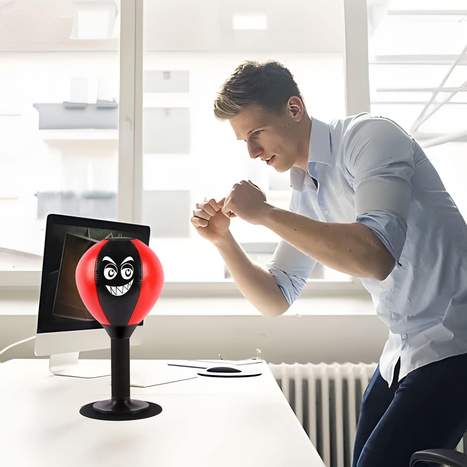 Desktop Punching Bag for Kids Coworkers and Friends, Stress Buster with Suction Cup for Office Table and Counters, Heavy Duty Stress Relief Ball, Desk Boxing Punch Ball, Funny Toys