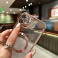 thumbnail image 2 of Compatible with iPhone 11 Magnetic Clear Case,Luxury Plating Bling Transparent Shockproof MagSafe Case with Full Camera Lens Protector for iPhone 11 Women Girl Men-Elegant Pink, 2 of 12
