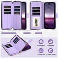 thumbnail image 4 of Quilted Wallet Phone Case with Strap & Stand for Samsung Galaxy S23 Zippered Card Holder Purple, 4 of 6