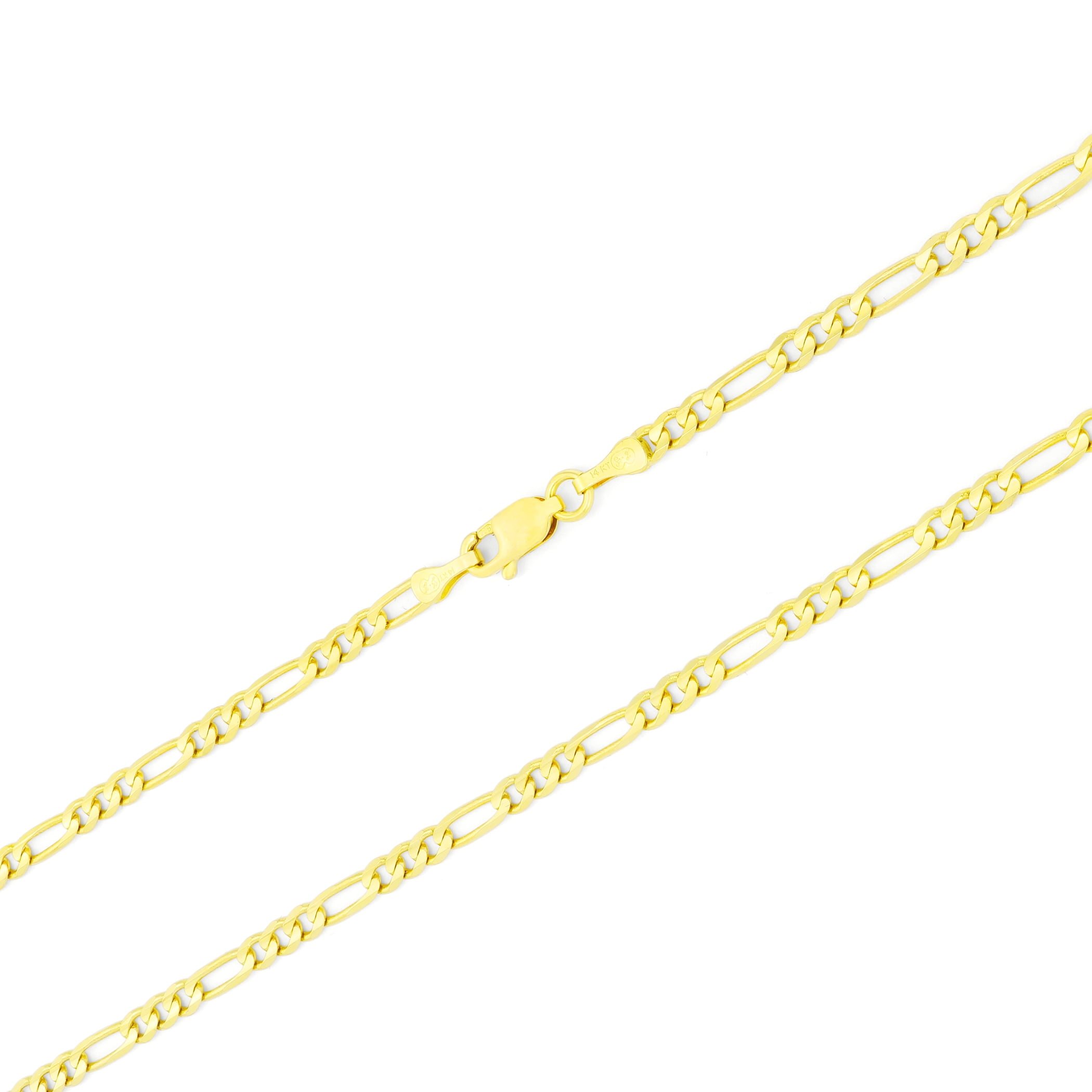 Pure 14K Yellow Gold Real 3.5mm Figaro Link Chain Necklace w/ Lobster Clasp 20" 