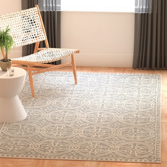 SAFAVIEH Cambridge Leslie Geometric Wool Runner Rug, Silver/Ivory, 2'6" x 10'