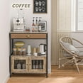 thumbnail image 3 of X-cosrack Large Coffee Bar Cabinet，3 Tiers Kitchen Coffee Cart with Drawer for The Home, Movable Farmhouse Station Table on Wheels for Living Room, Entryway, Dining Room, Kitchen, 3 of 8
