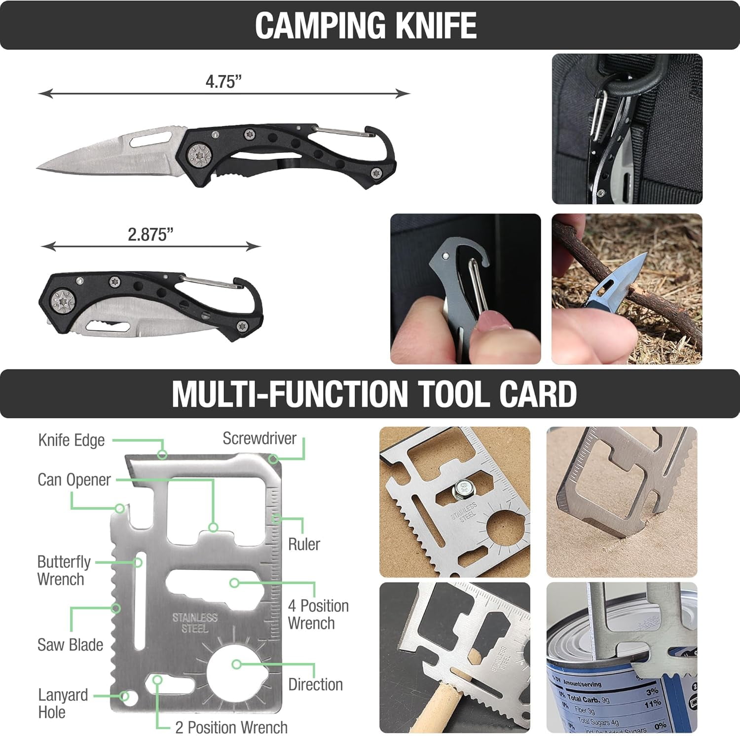 The Brazos First Aid Survival Kit, 250 Pieces, Hiking & Camping Essentials, Survival Gear and First Aid Combo for Emergency Preparedness, Lightweight, Portable, Tactical Clips & Closures, Black