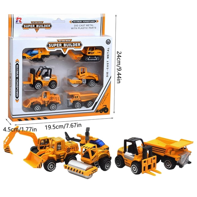Juego de modelos de vehículos de ingeniería de aleación para excavadora, carretilla elevadora, máquina apiladora, modelo de coche sin batería, regalo para niños