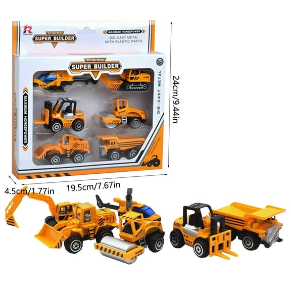 Qocolhg Alloy Construction Truck Toys Toy for Toddlers 1-3 3-6 Years Old, Pull Back and Go Truck Toys Play Vehicles Set for Kids Boys Girls, Friction Vehicle Excavator Dumper Cement Mixer Truck Toys