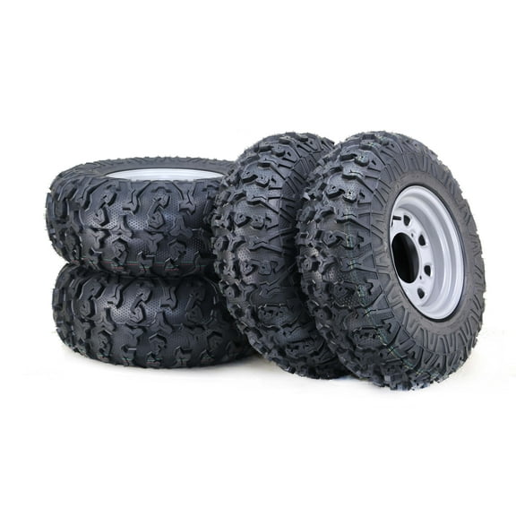 Free Country ATV Tire & wheel Set 25x8-12 25x10-12 8-Ply with 4-156 PCD 4 3 Silver Wheels-17036,SET 4