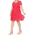 thumbnail image 2 of Women's Floral Lace Dress Short Sleeve Party Dress, 2 of 5