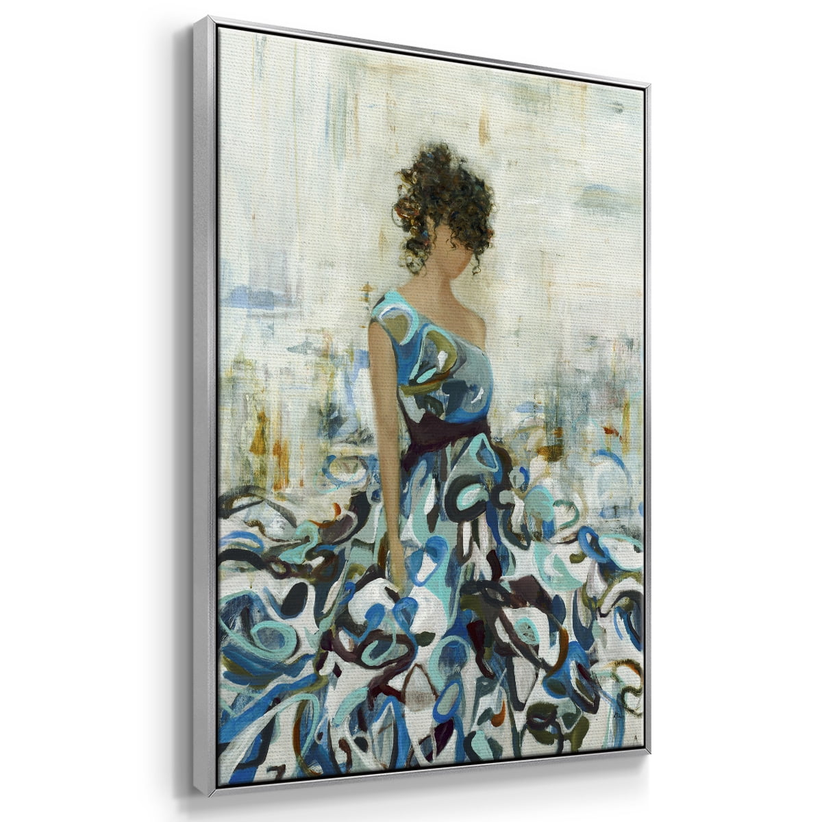 Fluid Beauty Framed Premium Gallery Wrapped Canvas - Ready to Hang - 17 x 25 - Silver Floating Frame