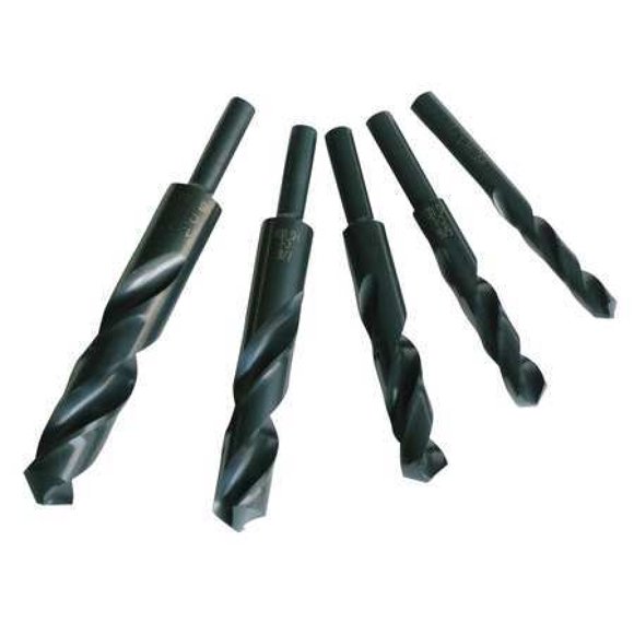 Chicago Latrobe 239 Series Ensemble de Forets à Tige Réduite en Acier à Haute Vitesse avec Boîtier en Plastique, Revêtement en Oxyde Noir, Tige Ronde, Pointe Conventionnelle de 118 Degrés, 5 Pcs, 1/4 Pouces - 1/2 Pouces x 1/16 Pouces