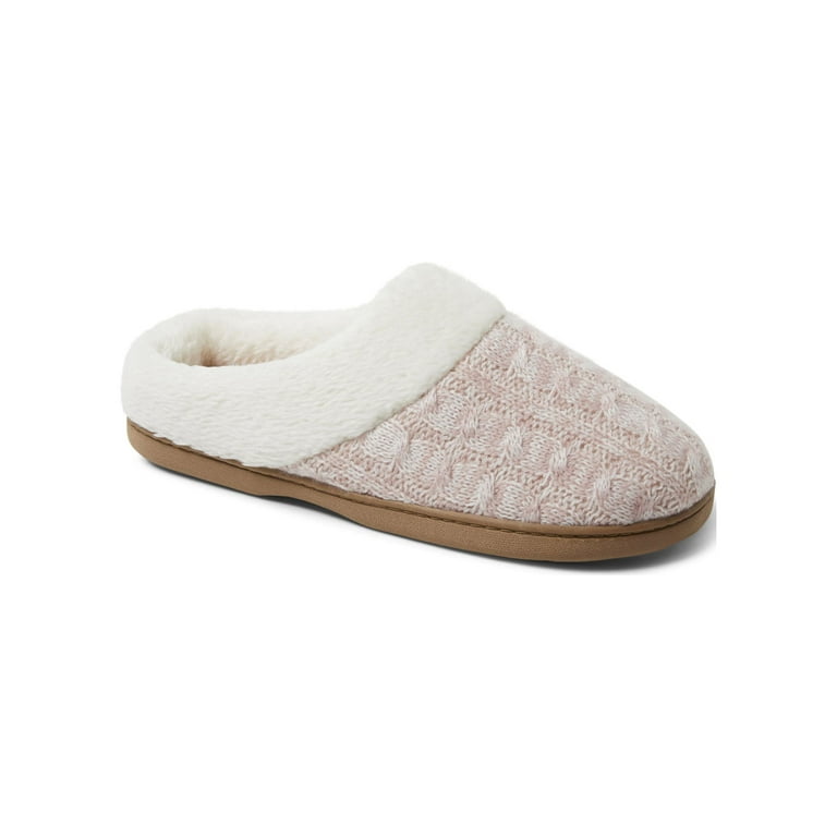 Dearfoams Cozy Comfort Women s Cable Knit Clog Slippers Walmart
