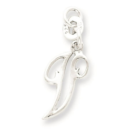 925 Sterling Silver Polished Chain Slide Initial V Charm Pendant