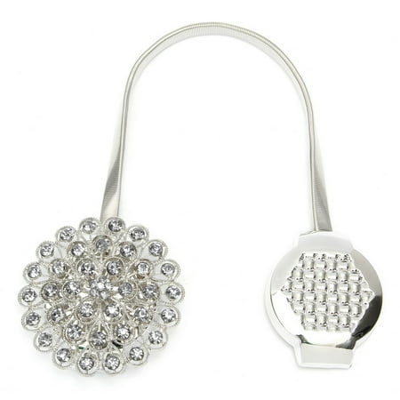 Pair Of Magnetic Curtain Clips Crystal Flower Retractable Tiebacks
