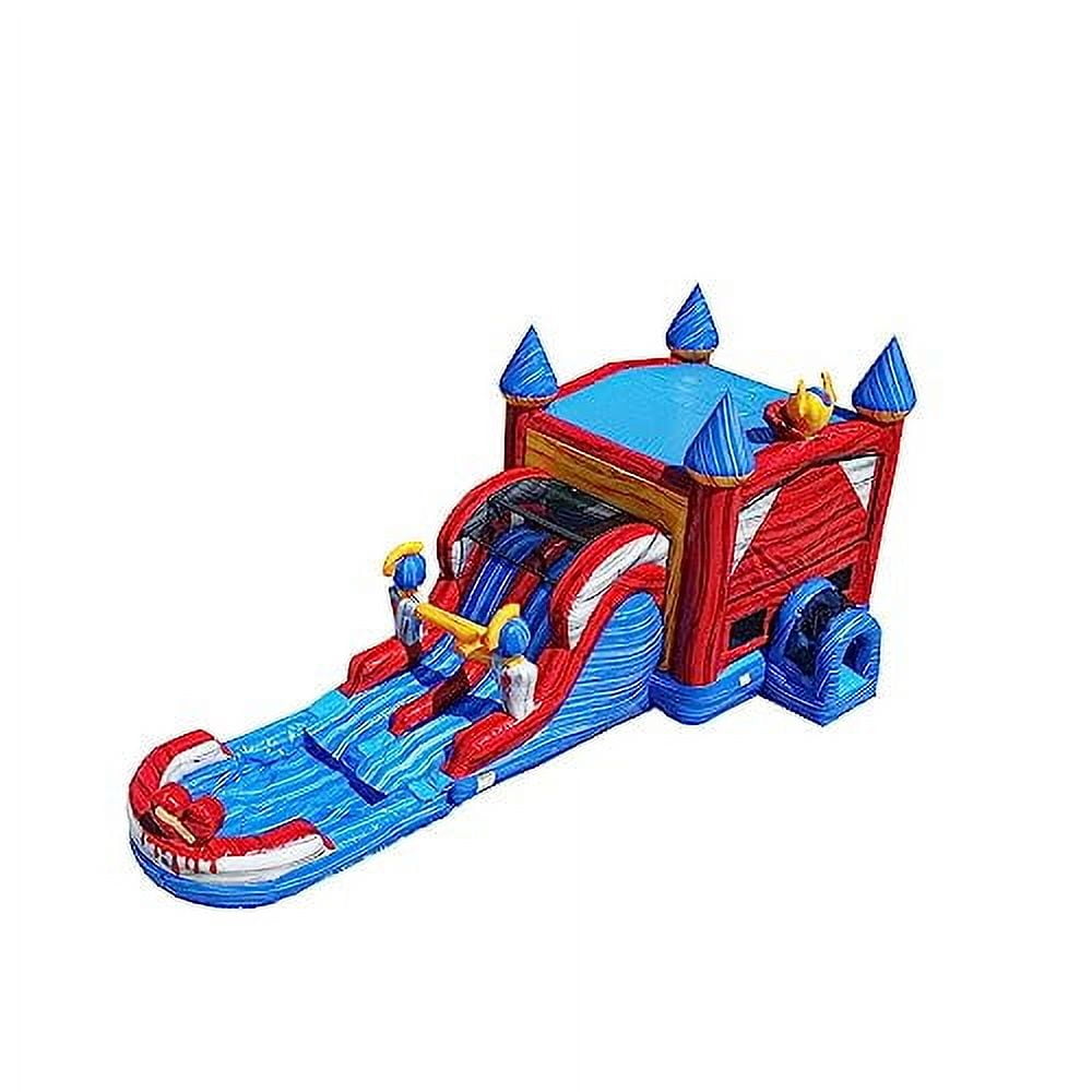 JumpOrange Queen Commercial Grade Double Lane Water Slide with Removable Pool for Kids and Adults (with Blower)