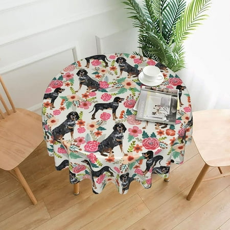 

Cute Bluetick Coonhound Dogs Easter Flower Floral Dog 3D Print Round Tablecloth Spring Washable Fabric Table Cover for Round Square Kitchen Dining Decor Party Outdoor Picnic Mat Tablecloths 60 in