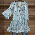 thumbnail image 1 of Reino Unido mujeres blusa larga camiseta damas estampado floral túnica tops casual camiseta más sizeblue3xl, 1 of 3