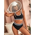 thumbnail image 5 of SOMER Women's Bikini Sets Two Piece Swimsuits High Waisted Color Block Sporty Bathing Suits Black, 5 of 10