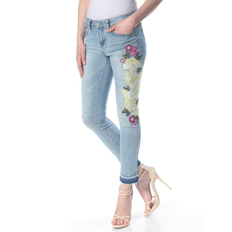 WILLIAM RAST 130 Womens 1294 Light Blue Floral Rhinestone Jeans 26 Waist B B