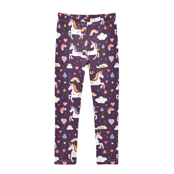Unicorn Decorated Rainbow Printed Leggings Yoga Pants for in 4t to 10t