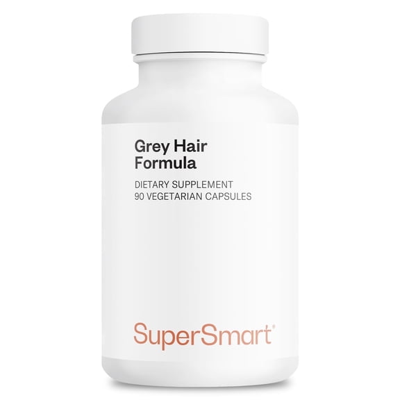 SuperSmart Grey Hair Formula (Advanced Formula) - with Catalase, Copper, Biotin, Fo-Ti, Zinc, Saw Palmetto - Anti Gray Hair Supplement | Non-GMO & Gluten Free - 90 Vegetarian Capsules