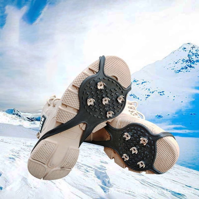 Fiudx Crampones Antideslizantes para Nieve, Agarre de Alta Resistencia para Botas, Fáciles de Poner y Quitar, para Senderismo, Escalada, Pesca En Hielo, Actividades Invernales Al Aire Libre (Juego de