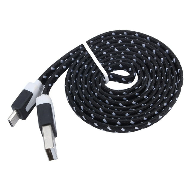 Cable plano trenzado de tela para cargador de datos Micro USB 2,0, 1m, para Samsung Galaxy