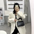 thumbnail image 1 of Bolso de mensajero plisado con asa para mujer, bolsos de hombro de color sólido de PU (negro) Tmvgtek Para estrenar, 1 of 9