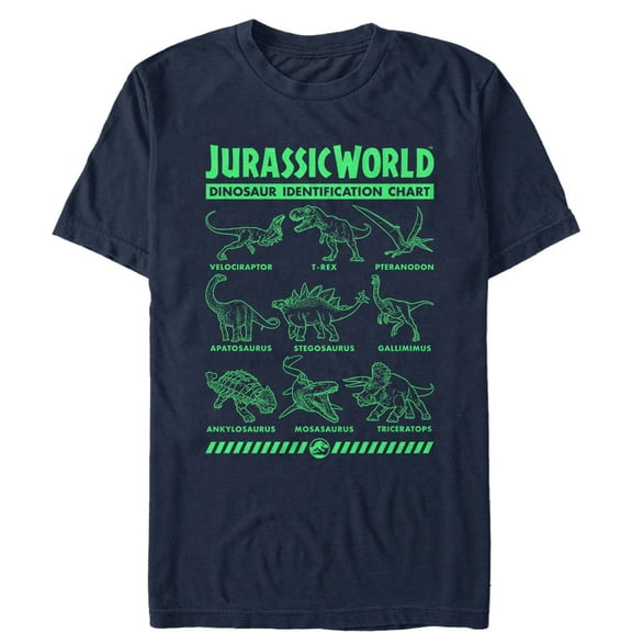 Men's Jurassic World: Fallen Kingdom Dinosaur Identification Card Graphic Tee Navy Blue Small