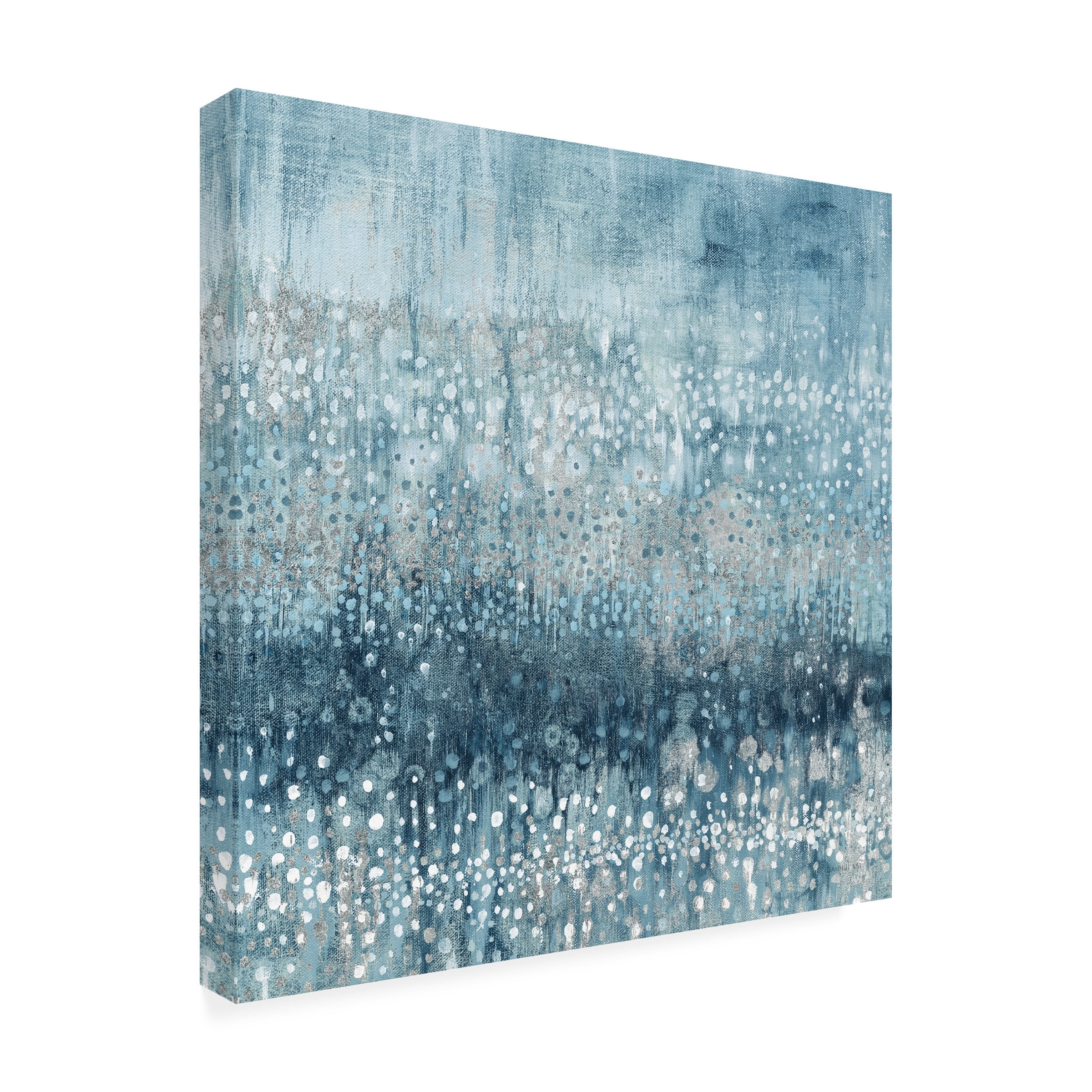Danhui Nai 'Rain Abstract IV Blue Silver' Canvas Art