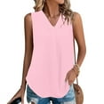 thumbnail image 4 of AherBiu Tank Tops for Women Sleeveless V Neck T Shirts Ruched Summer Casual Loose Basic Tees Solid Color, 4 of 7