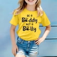 thumbnail image 2 of Toddler Girls Tops & T-Shirts Kids Letter Print Round Neck Short Sleeve Fashion Casual Breathable T Shirts Daily-Wear,Yellow,2-3 Years, 2 of 4