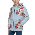 thumbnail image 2 of Xecao merry Christmas rabbit Pattern Zip Up Hoodies for Boys Girls, Sweatshirt with Pockets-Small, 2 of 6