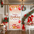 thumbnail image 4 of Pink Themed Happy Birthday Banner with Balloons Confetti Gifts and Flowers Backdrop for Birthday Party Photography Props Party Decorations Decors Celebrations, 4 of 7
