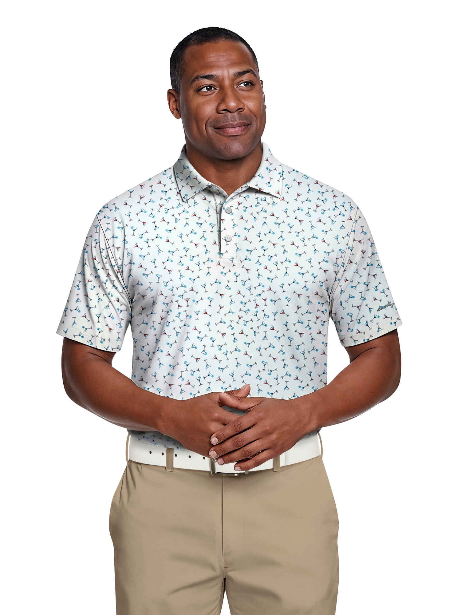 Ben Hogan Men's & Big Men's Performance Martini Printed Short Sleeve Polo Shirt, up to 5XL