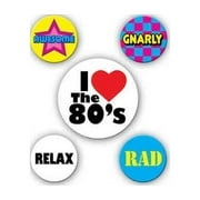 Beistle 80's Party Buttons - Pack of 12