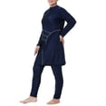 thumbnail image 7 of HNMKIU Swimsuits for Women Plus Size Full Coverage Loose Fit Long Sleeve Swim Dress with Hood and Pants Womens Swimwear 02_Blue，XXXL, 7 of 7